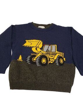 Covington Boys Sweater Construction Bulldozer Size M 5-6